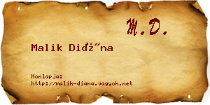 Malik Diána névjegykártya